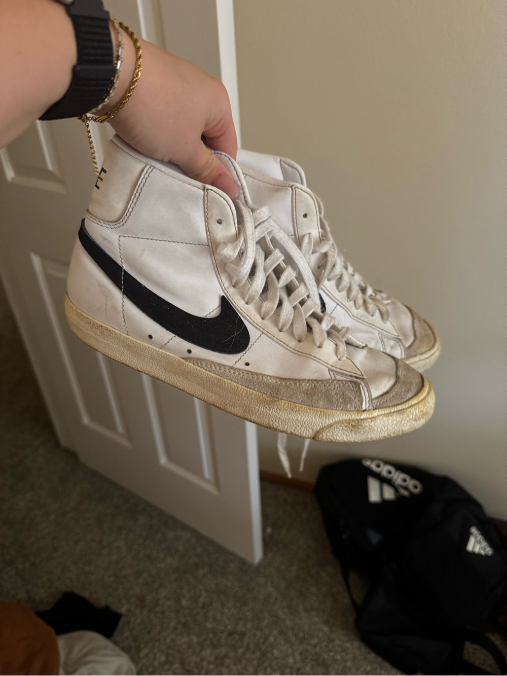 Nike Blazer Mid Vintage White with Black Swoosh and Off-White Sole